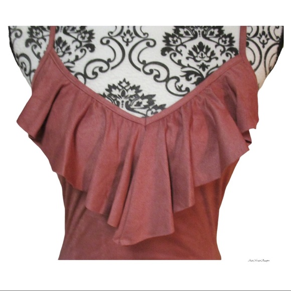 HARLOW & GRAHAM Faux Suede Bodysuit Dusty Rose - Picture 11 of 11